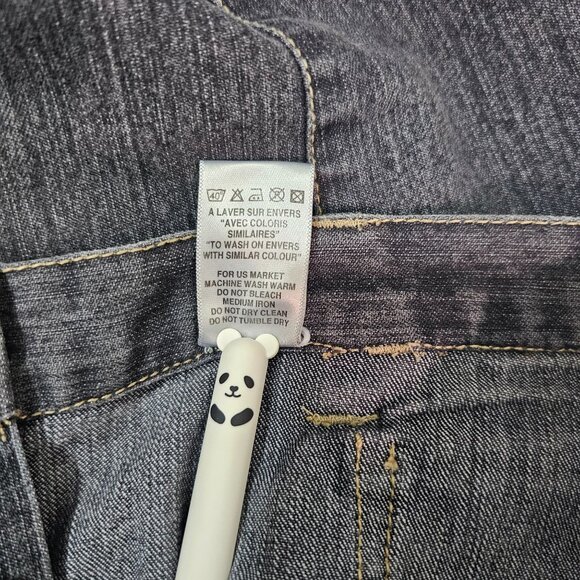 R Denim Womens Sz 12 Floral Beaded Embroidered Y2K Straight Leg Jeans Black Wash - Picture 9 of 10